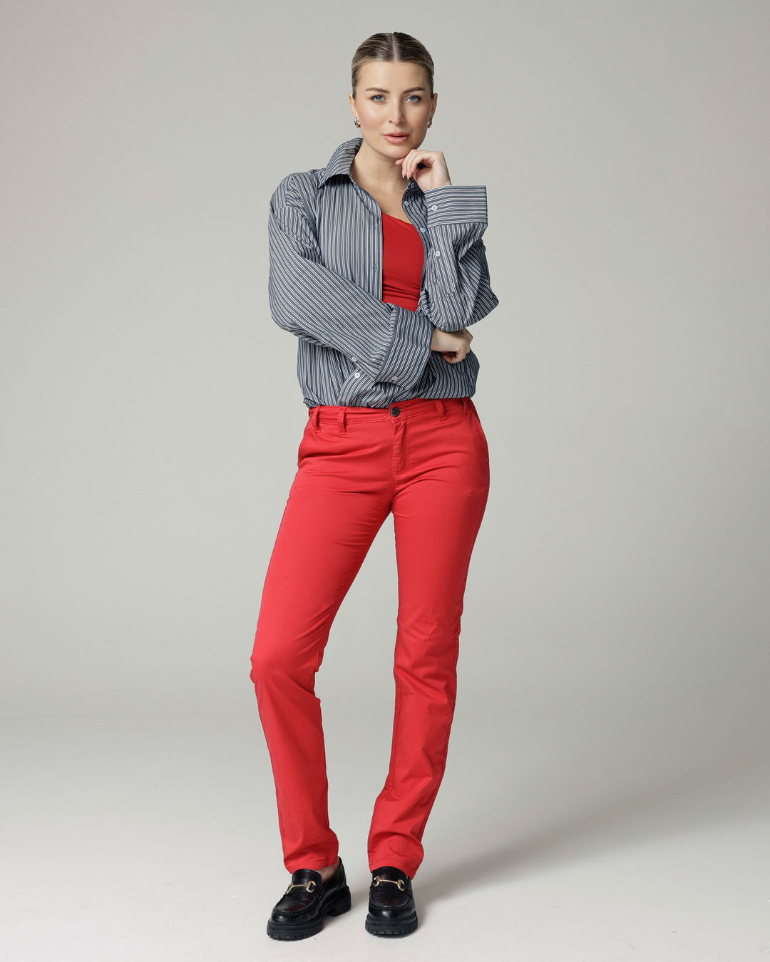 The Naples, Red Straight Fit Trousers