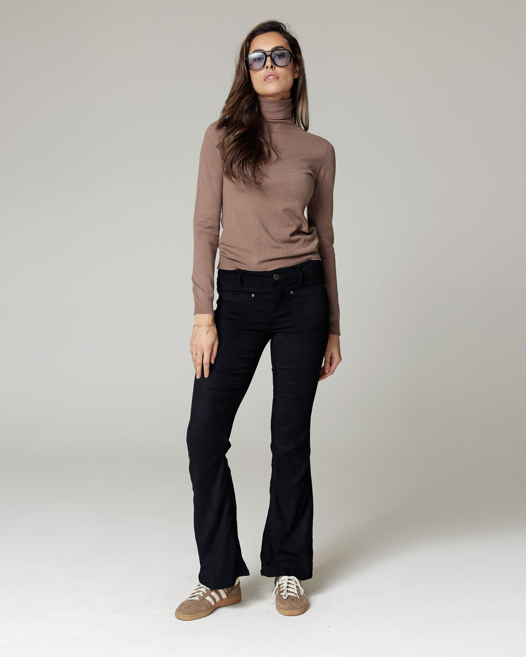 The Catania, Black Velour Flare Trousers