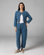 Blue & Gold Textured Denim Jacket | The Margot