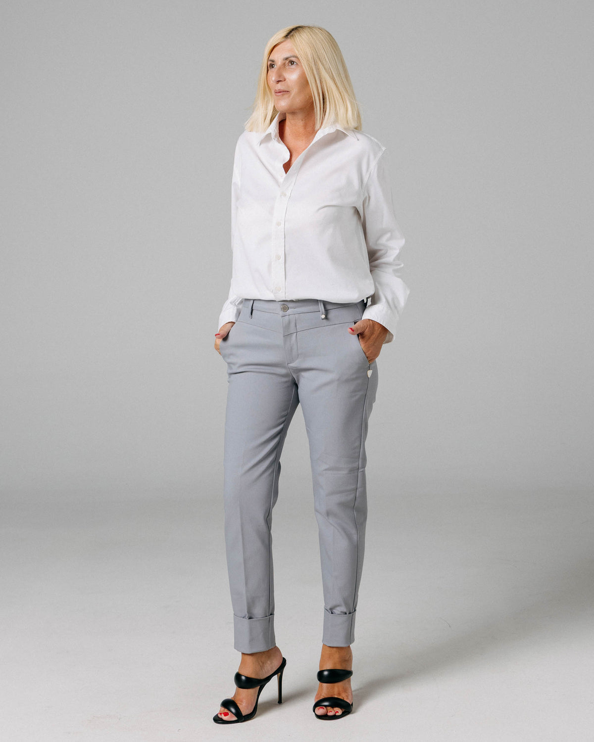 Dark Grey Ankle Chino Trousers | The Lola Main image