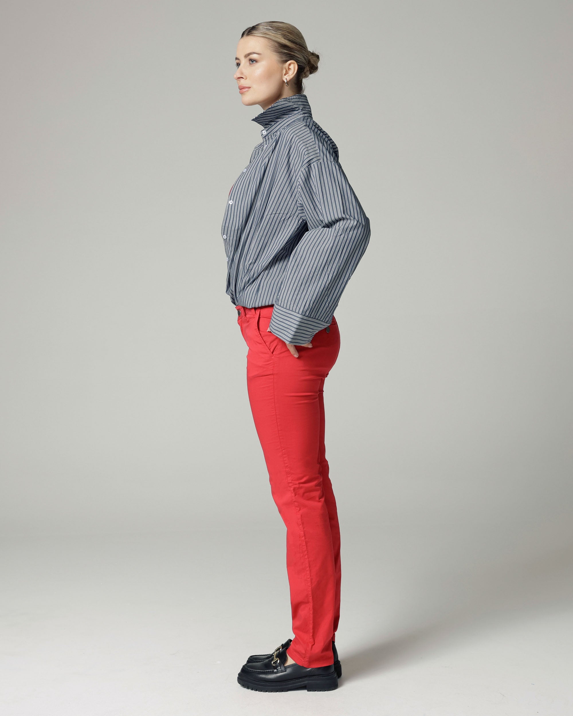 Red Straight Fit Pants | The Naples Secondary image