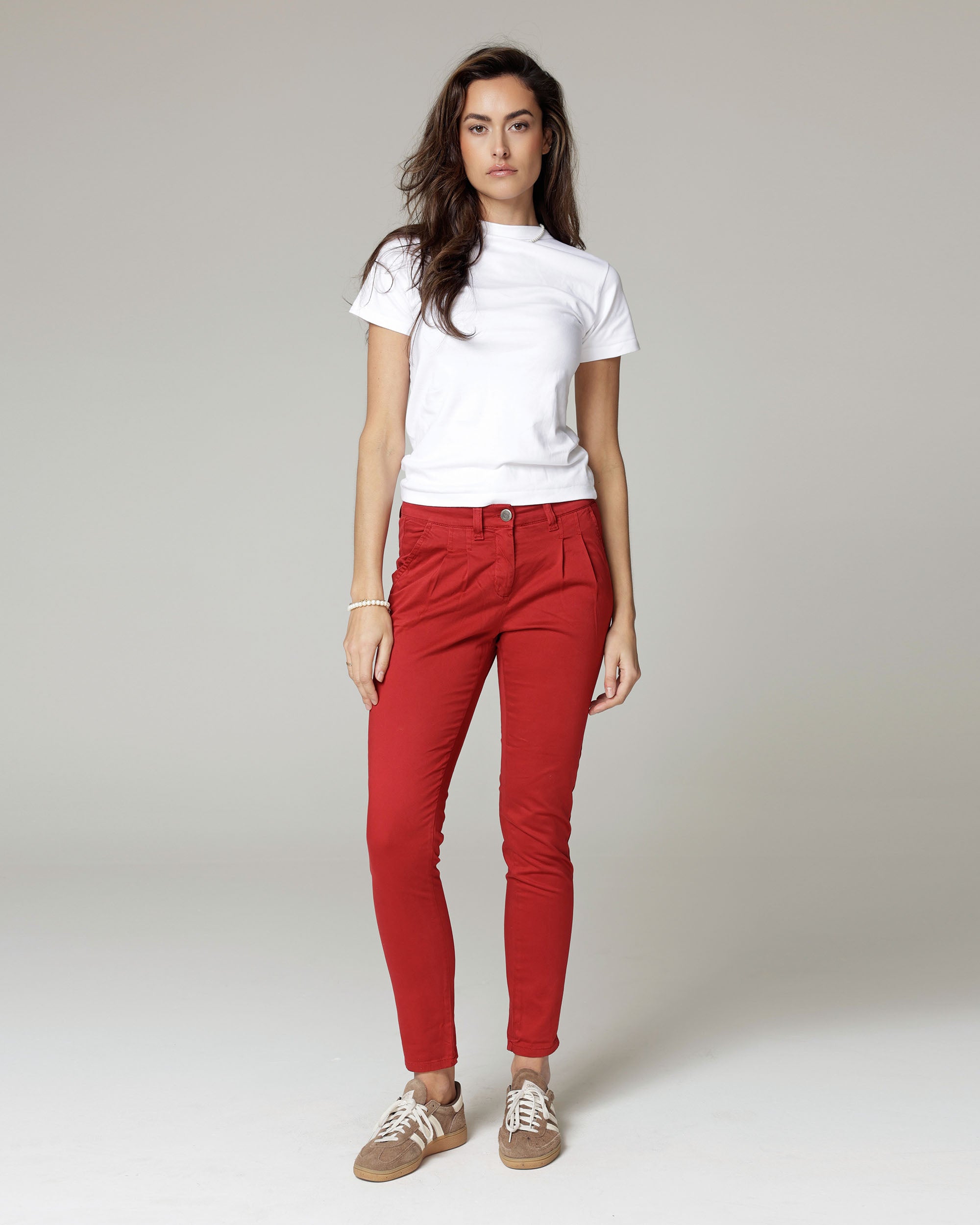 Dark Red Tapered Chinos | The Venice Main image