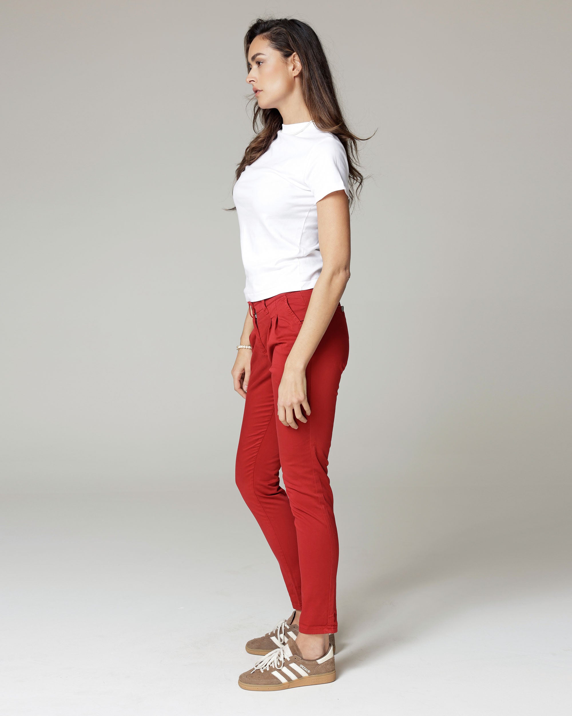Dark Red Tapered Chinos | The Venice Secondary image
