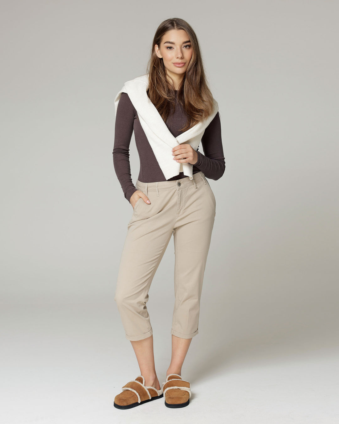 The Naples, Beige 3/4 Chino Trousers