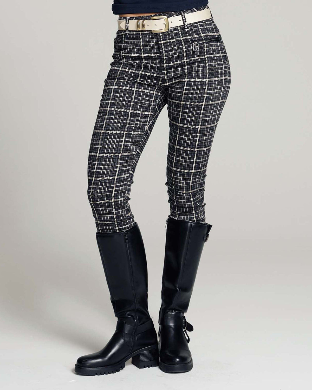 Grey Checkprint Skinny Trousers | The Elisa