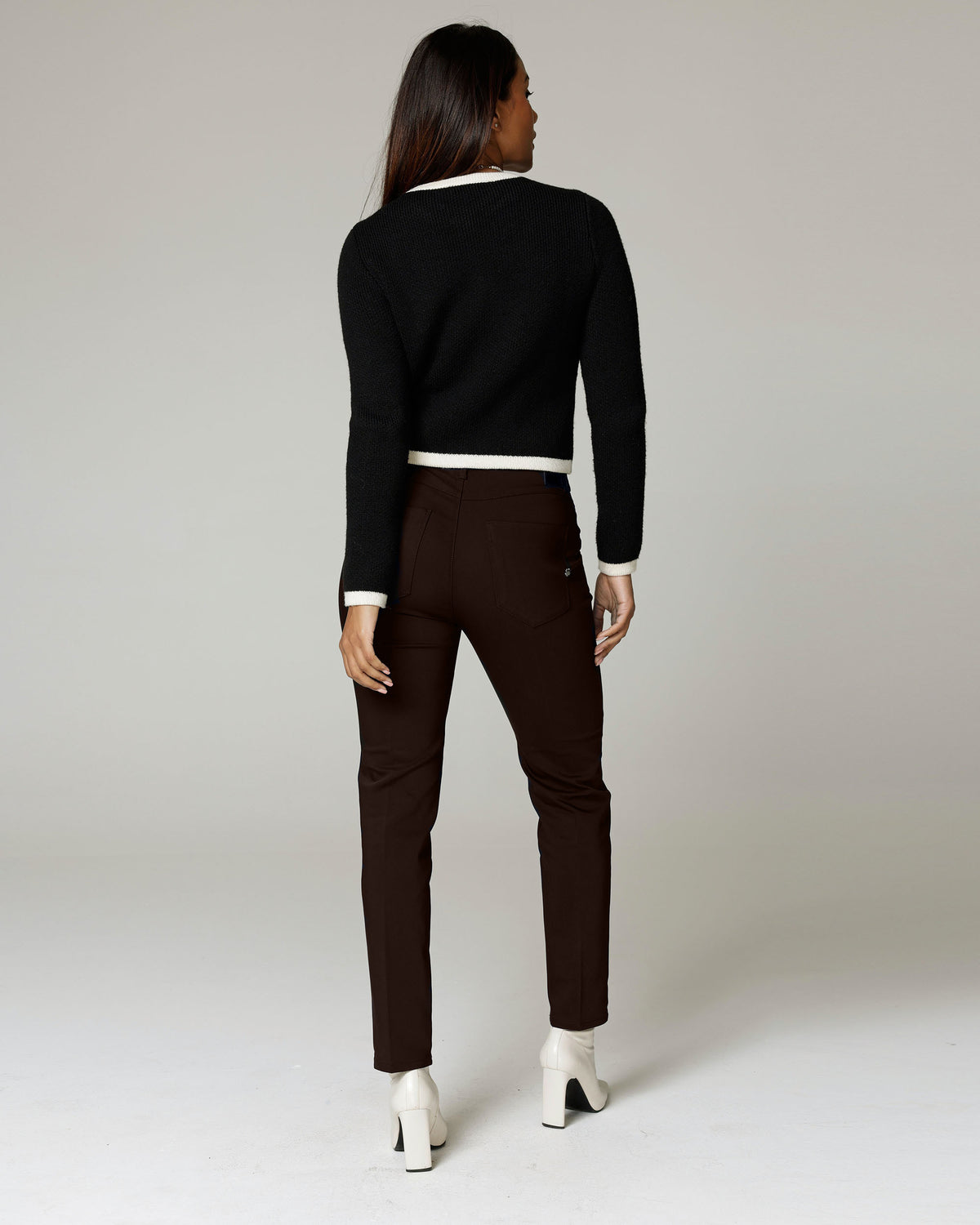 Dark Chocolate Brown Chino Trousers, The Latina, back view