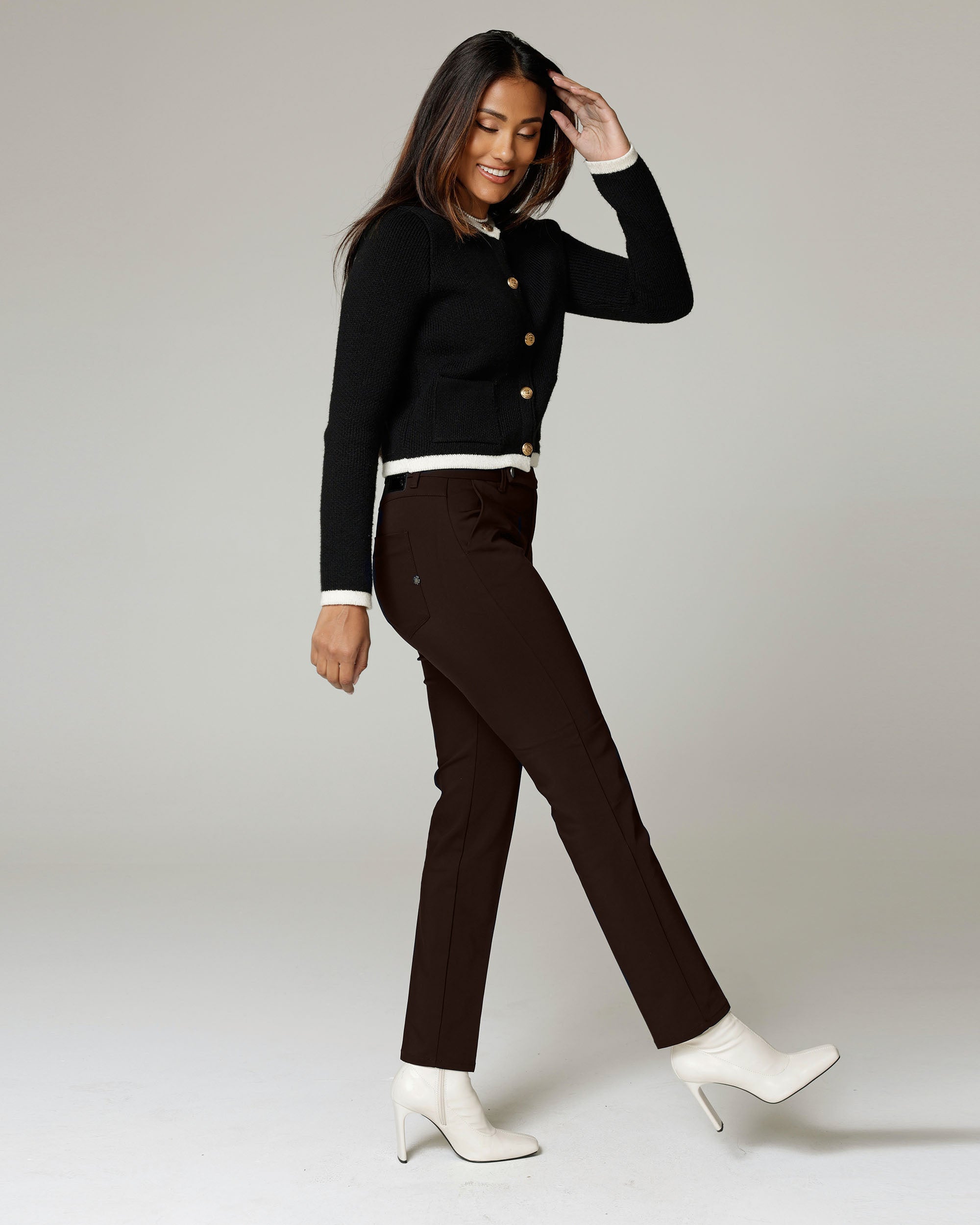 Dark Chocolate Brown Chino Trousers | The Latina Secondary image