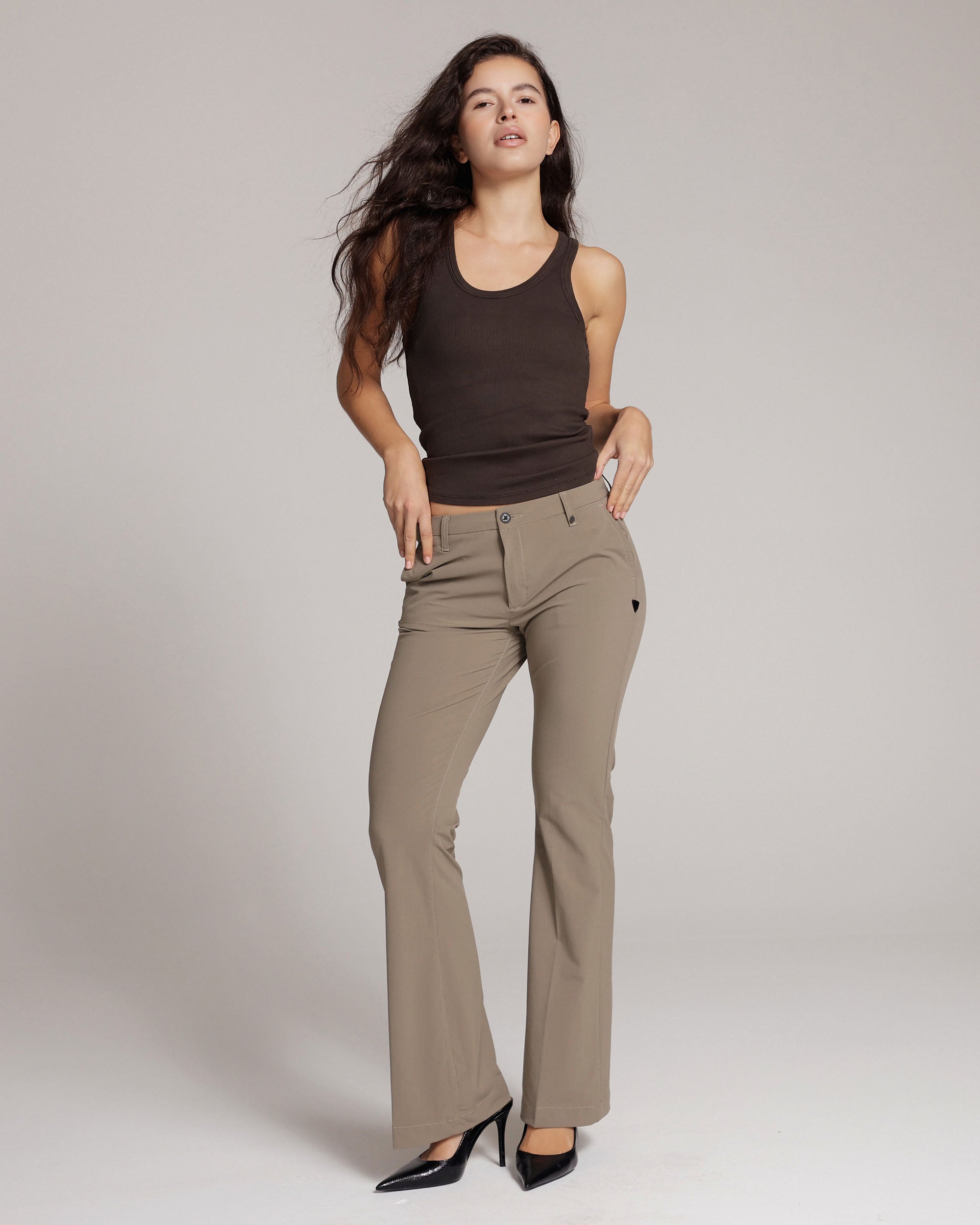 Stone Flare Trousers | The Dolce Main image