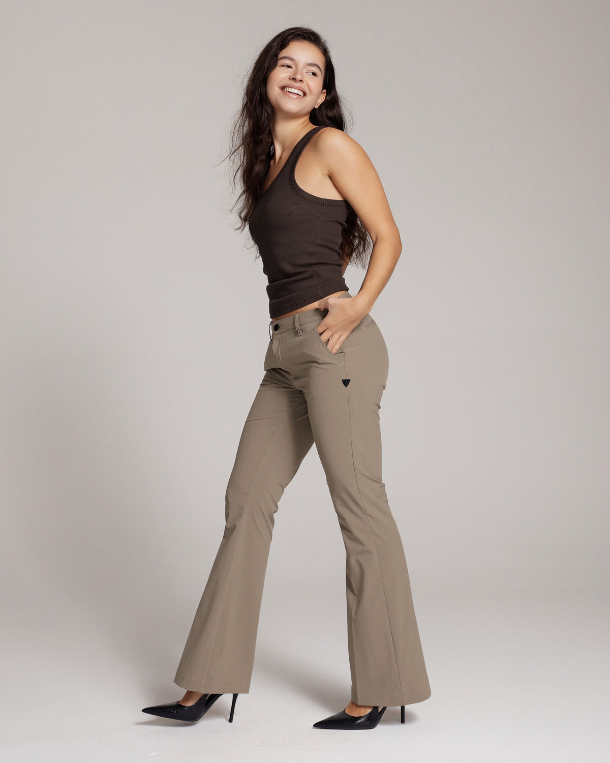 Stone Flare Trousers, The Dolce, side view