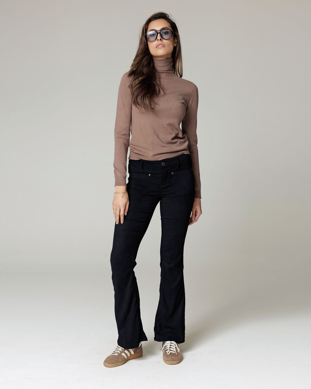 Black Velour Flare Trousers | The Catania