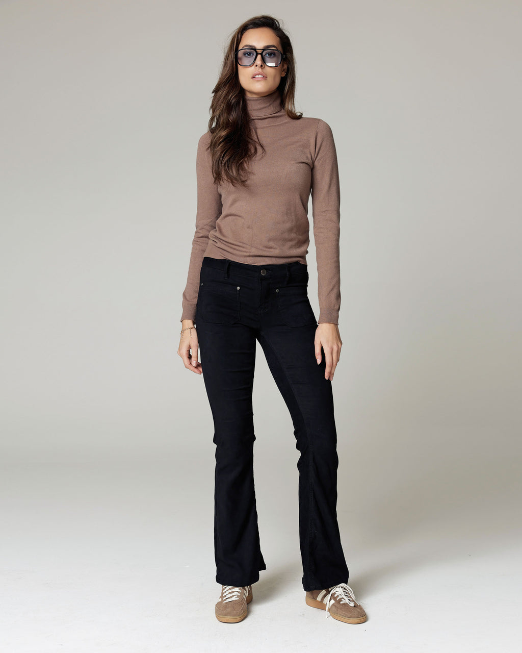 Black Velour Flare Trousers | The Catania