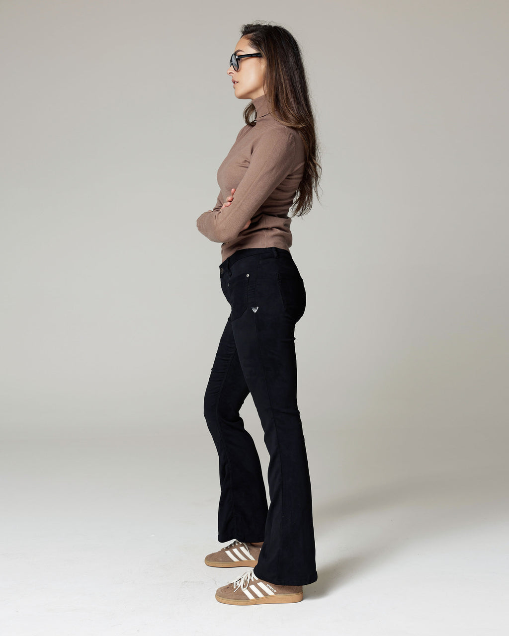 Black Velour Flare Trousers | The Catania