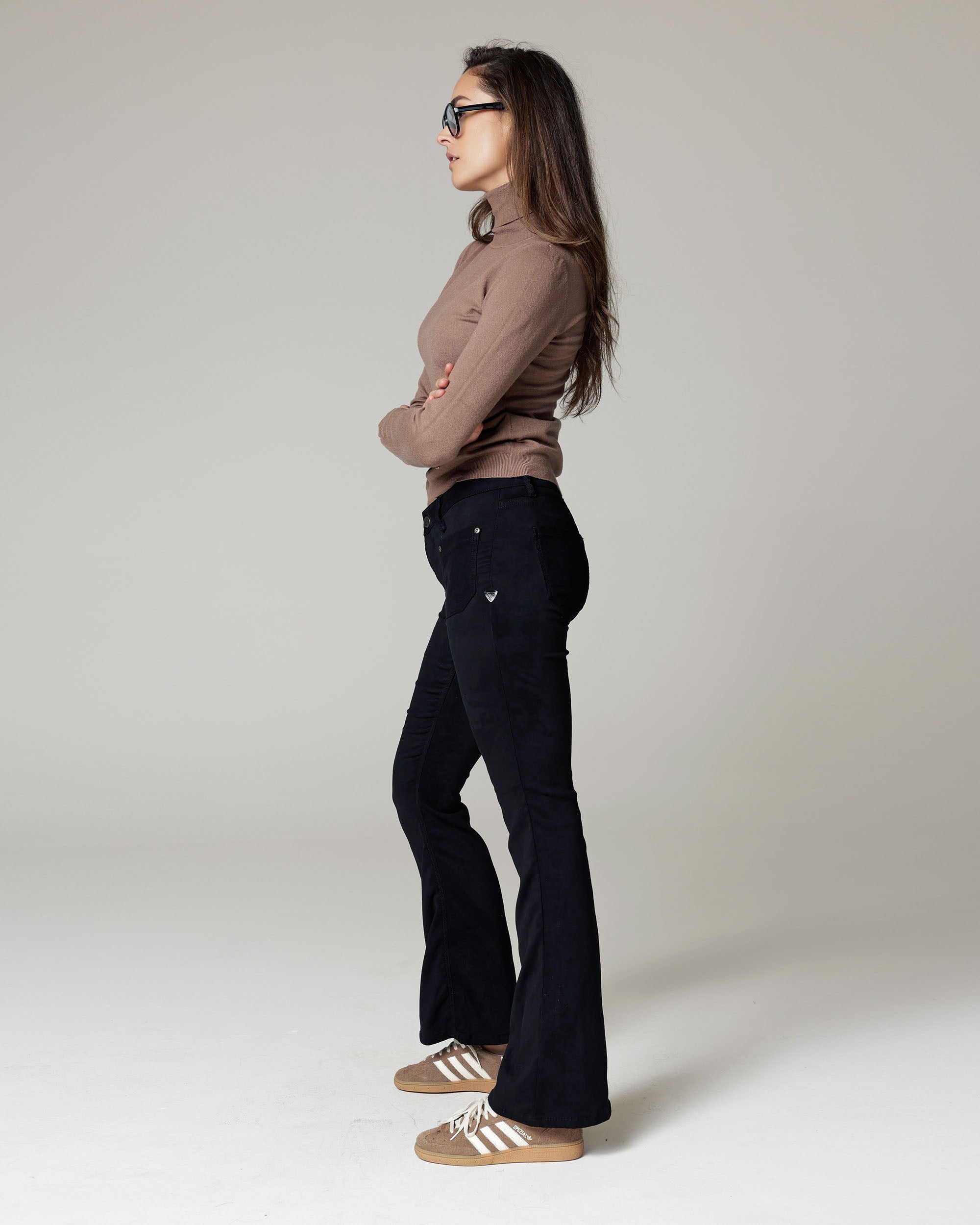Black Velour Flare Trousers | The Catania