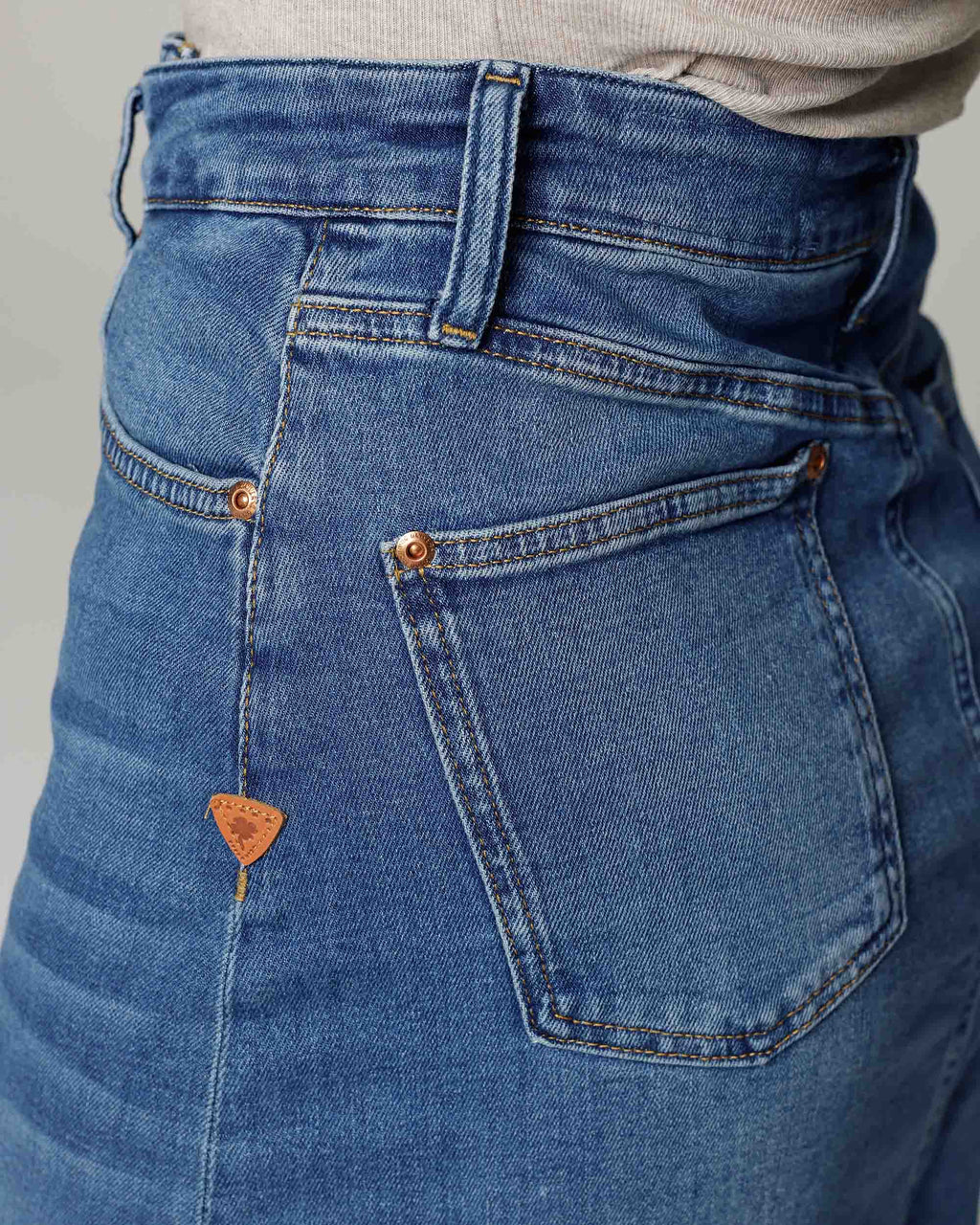 Mid-Blue Denim Skirt | The Hailey