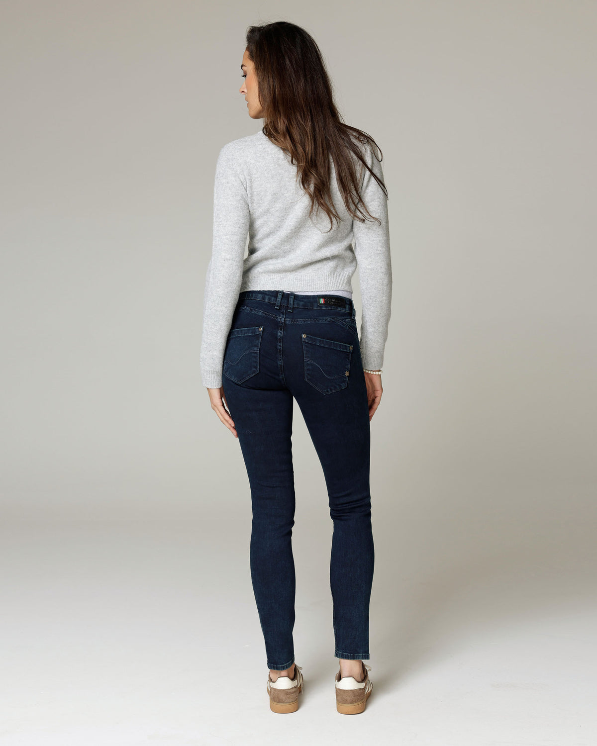 Blue-Black Overdyed Skinny Jeans, The Noemi, back view