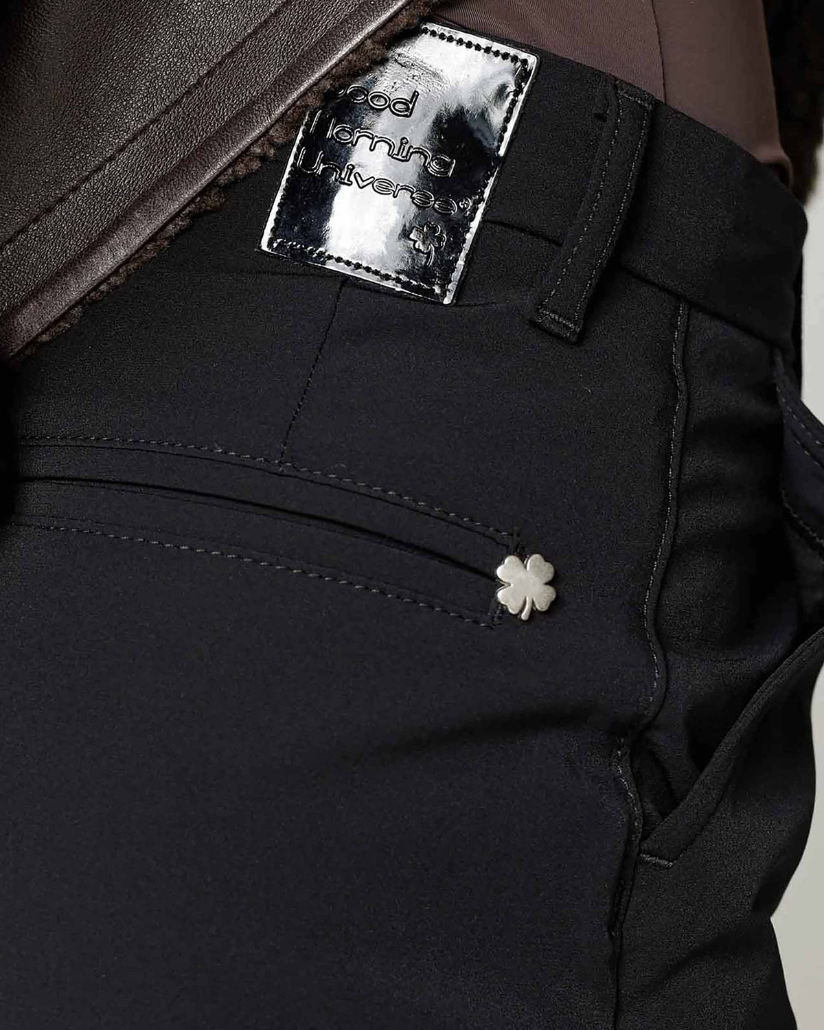 Black Wide Palazzo Trousers, The Sira, close-up detail
