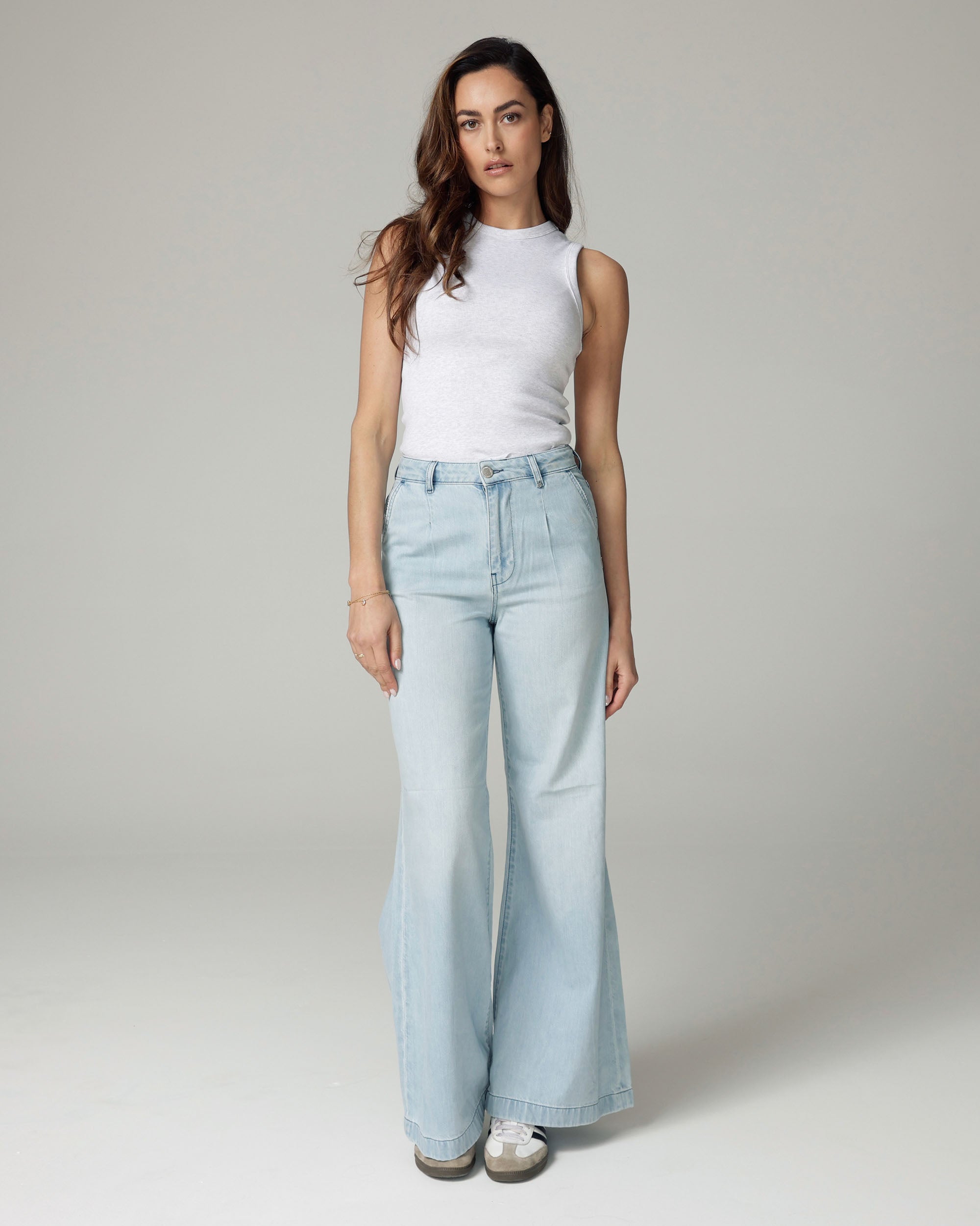 Bleached Blue Wide-Leg High-Rise Jeans | The Diba Main image