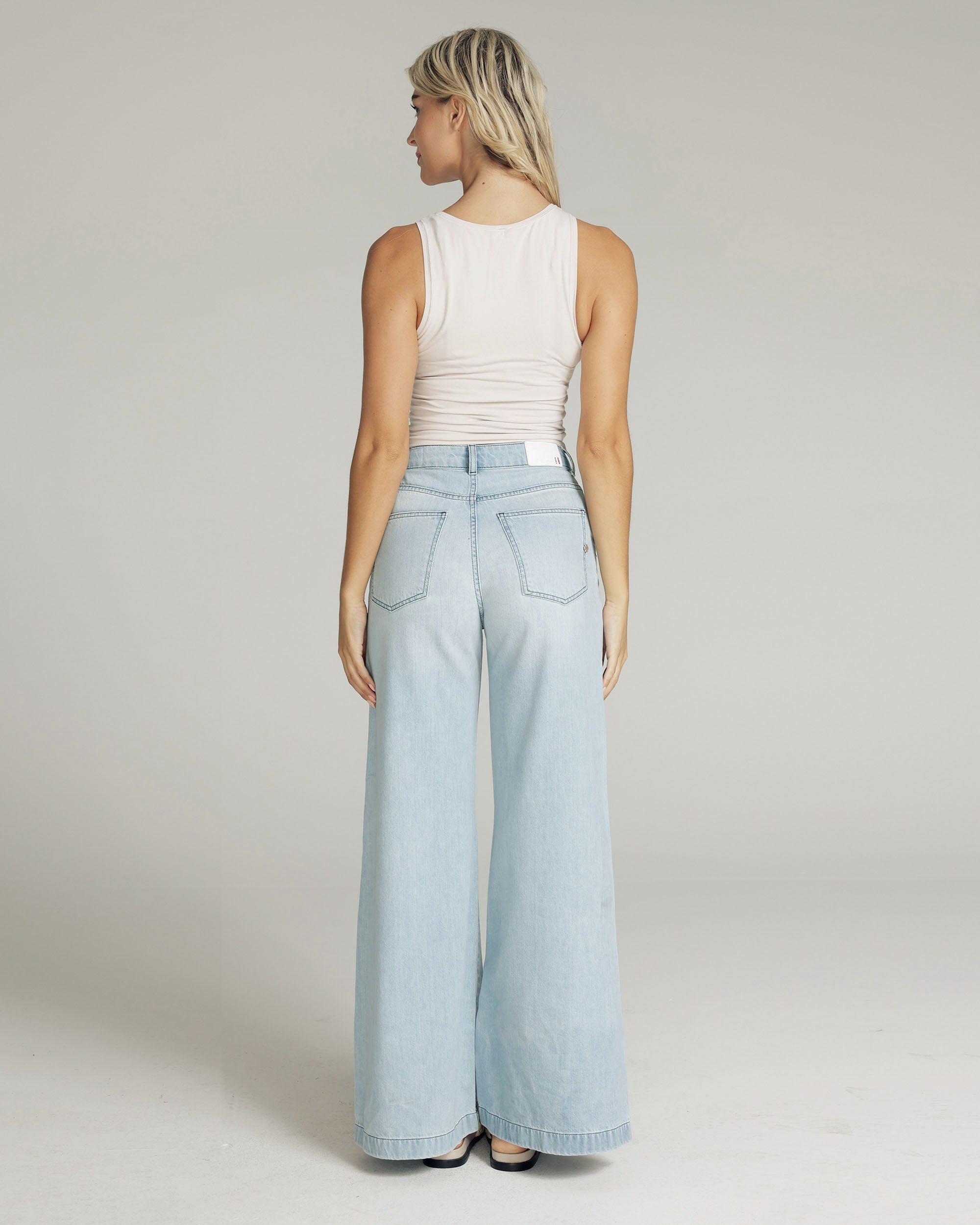 Bleached Blue Wide-Leg High-Rise Jeans | The Diba