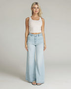 Bleached Blue Wide-Leg High-Rise Jeans | The Diba