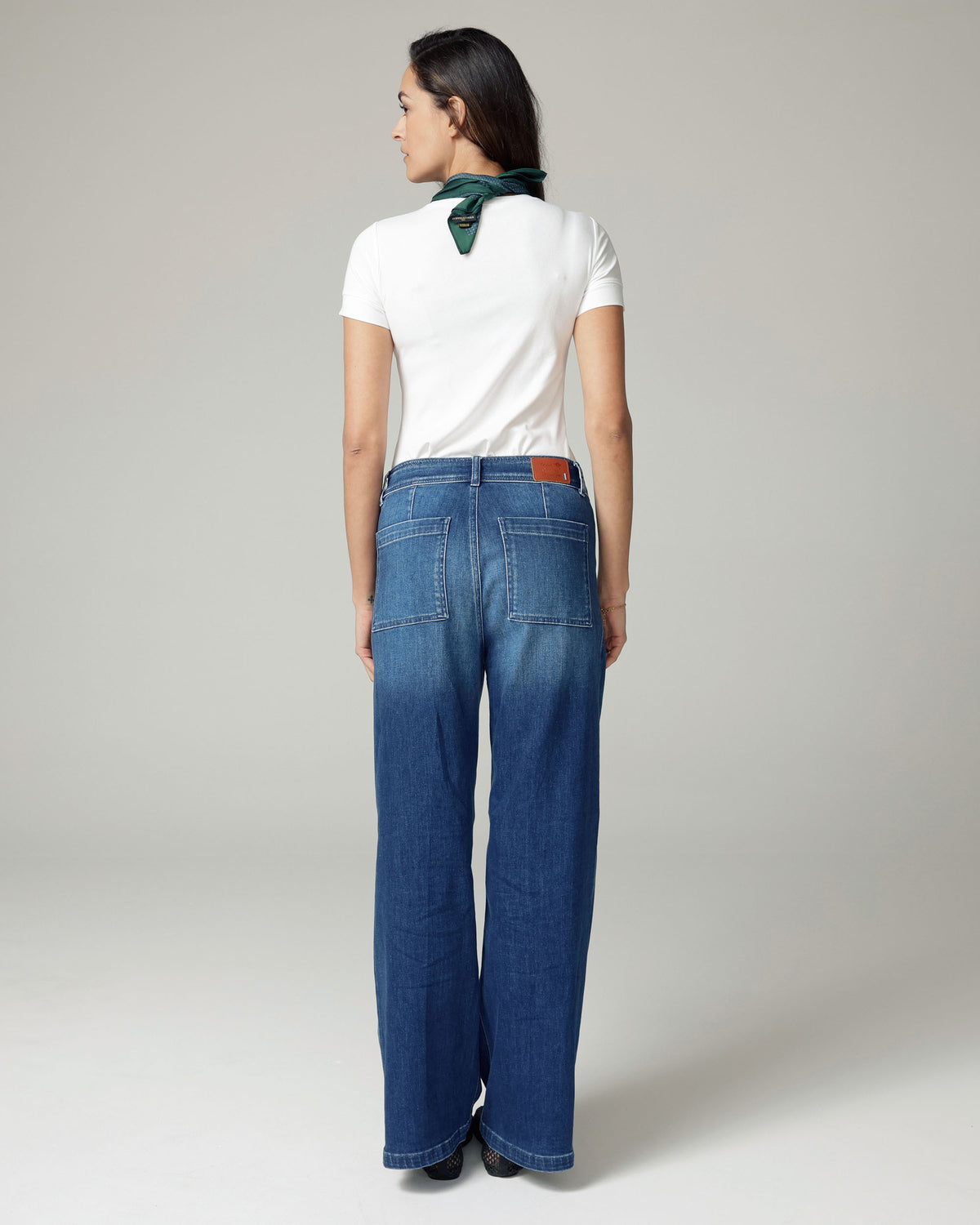 Super Vintage Mid-Blue Wide-Leg High-Rise Jeans, The Viola, back view