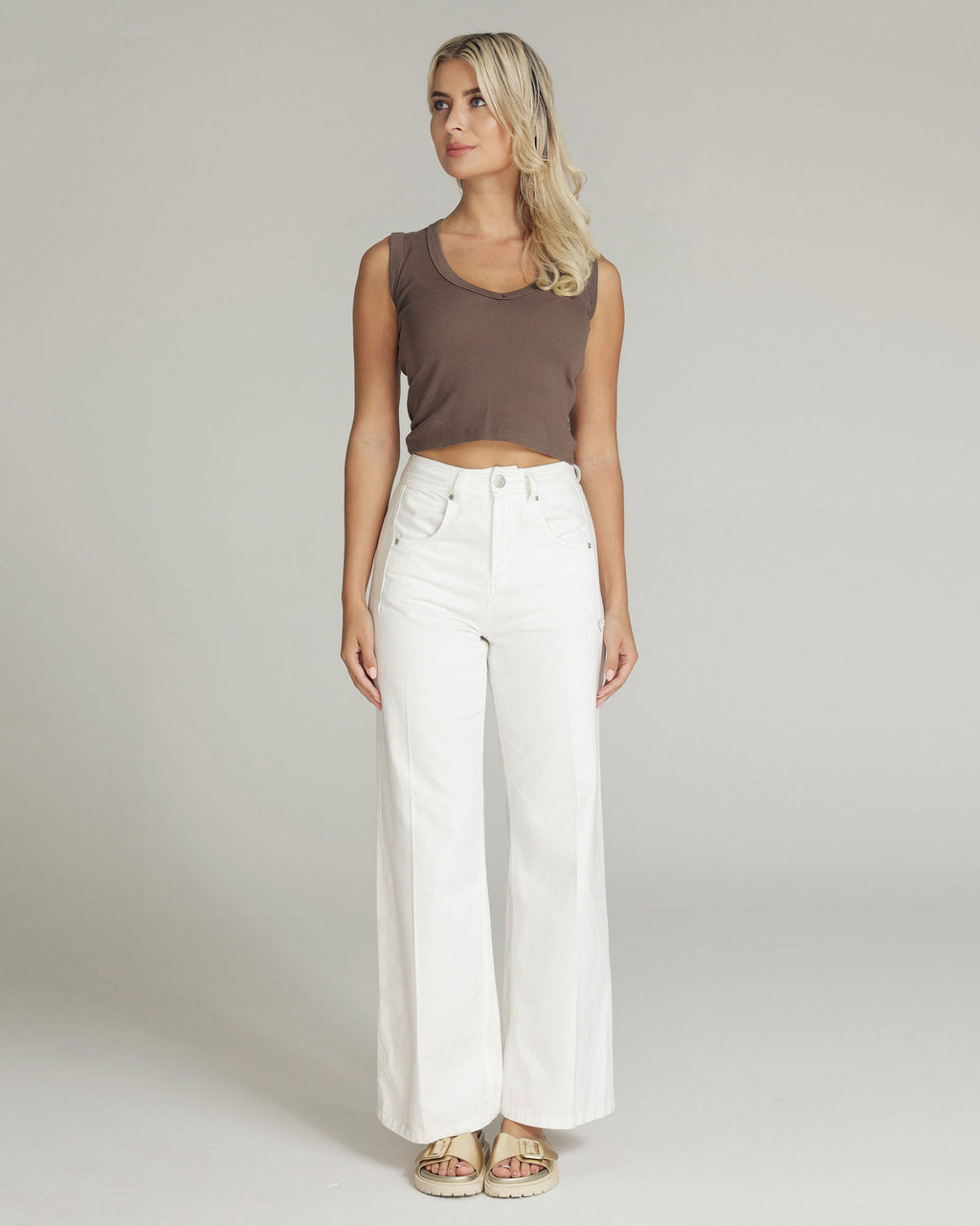 White Wide-Leg High-Rise Jeans | The Viola