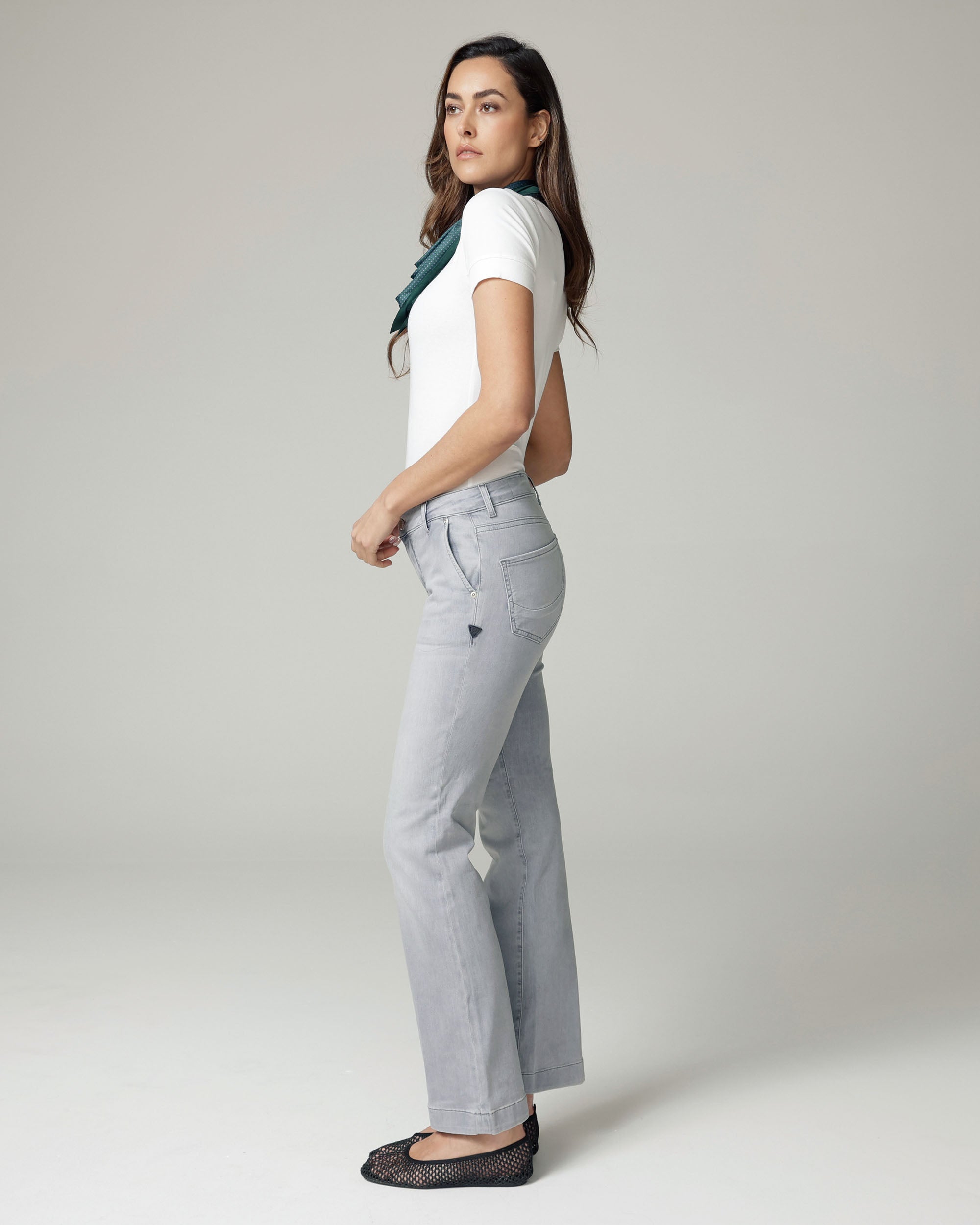 Grey Flare Mid-Rise Jeans | The Luna Secondary image