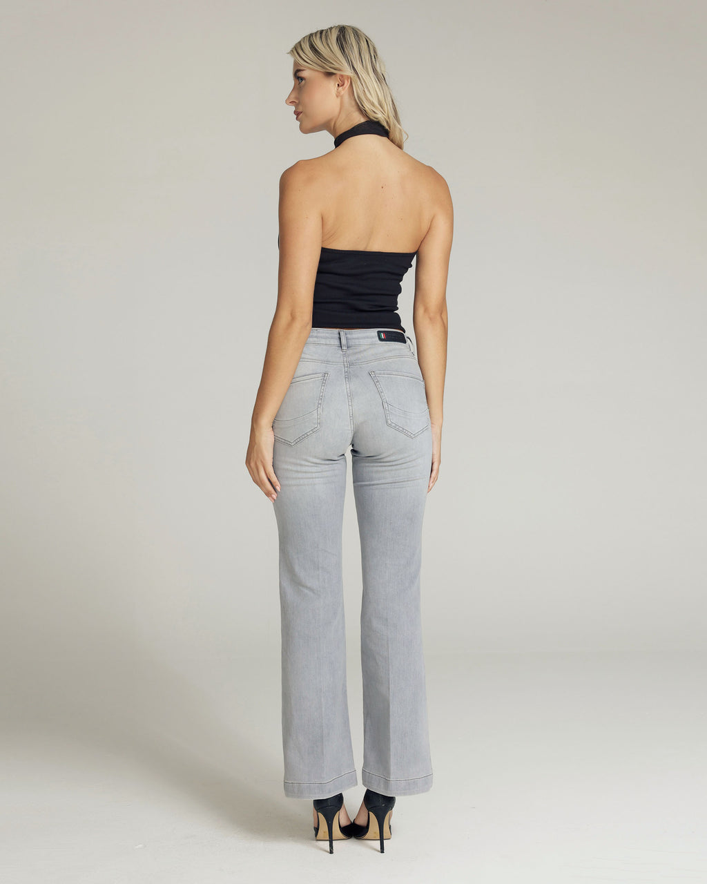 Grey Flare Mid-Rise Jeans | The Luna