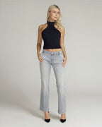 Grey Flare Mid-Rise Jeans | The Luna