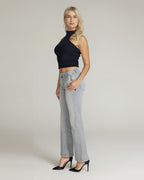Grey Flare Mid-Rise Jeans | The Luna