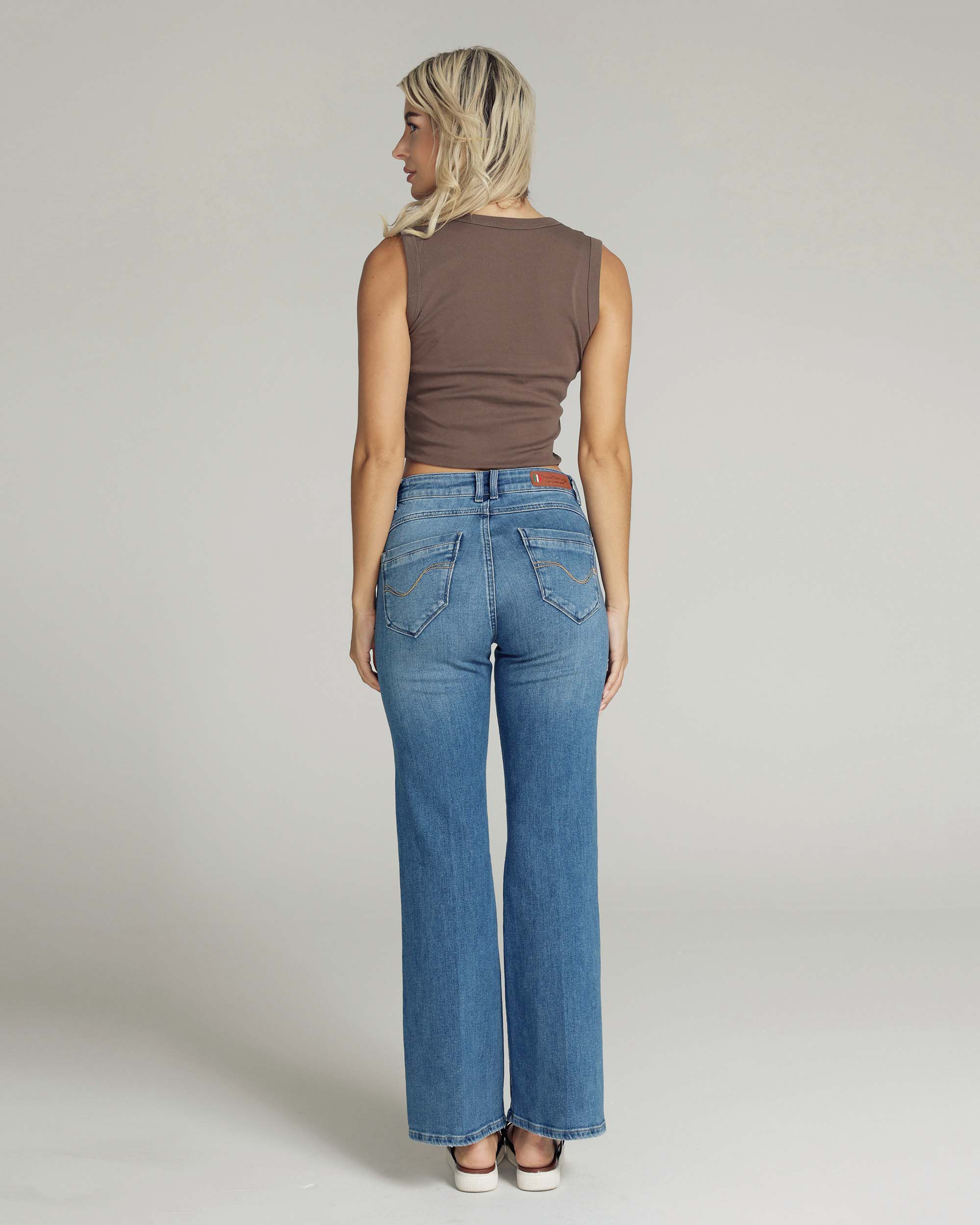 Light Vintage Blue Wide-Leg Mid-Rise Jeans | The Isa