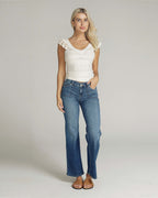 Light Used-Wash Blue Wide-Leg Mid-Rise Jeans | The Lolita