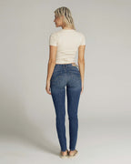 Mid-Blue Vintage-Effect Skinny Mid-Rise Jeans | The Manuela