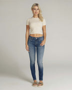 Mid-Blue Vintage-Effect Skinny Mid-Rise Jeans | The Manuela