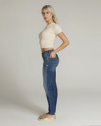 Mid-Blue Vintage-Effect Skinny Mid-Rise Jeans | The Manuela