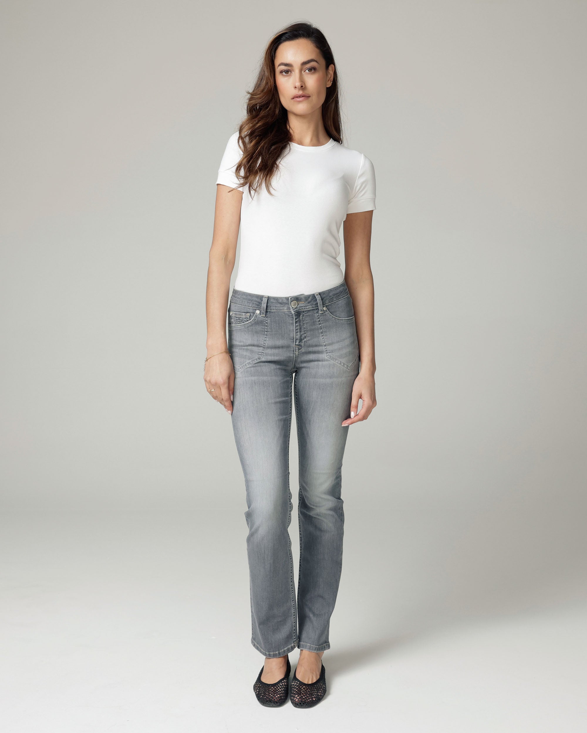 Grey Straight-Leg Mid-Rise Jeans | The Messina Main image