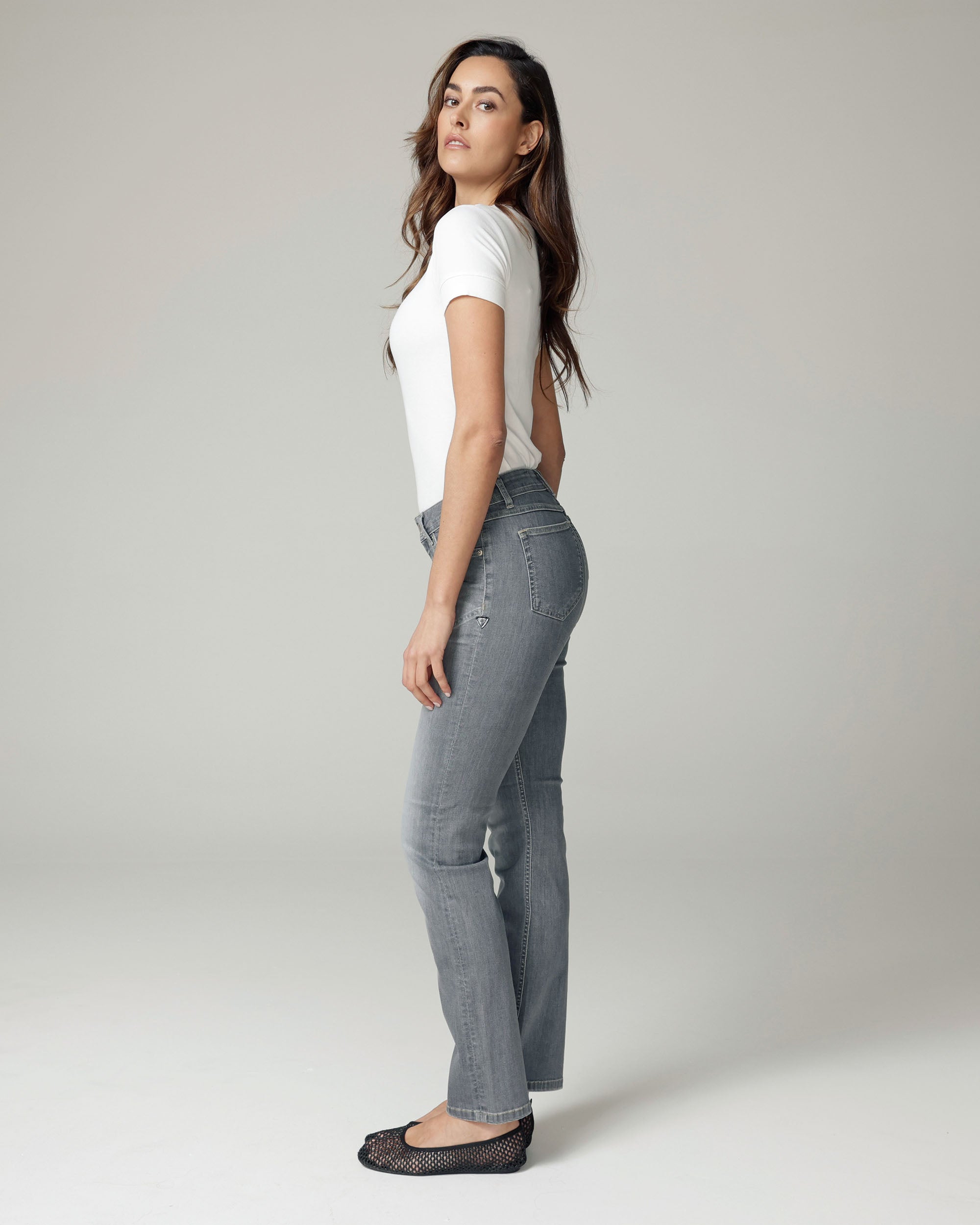 Grey Straight-Leg Mid-Rise Jeans | The Messina Secondary image