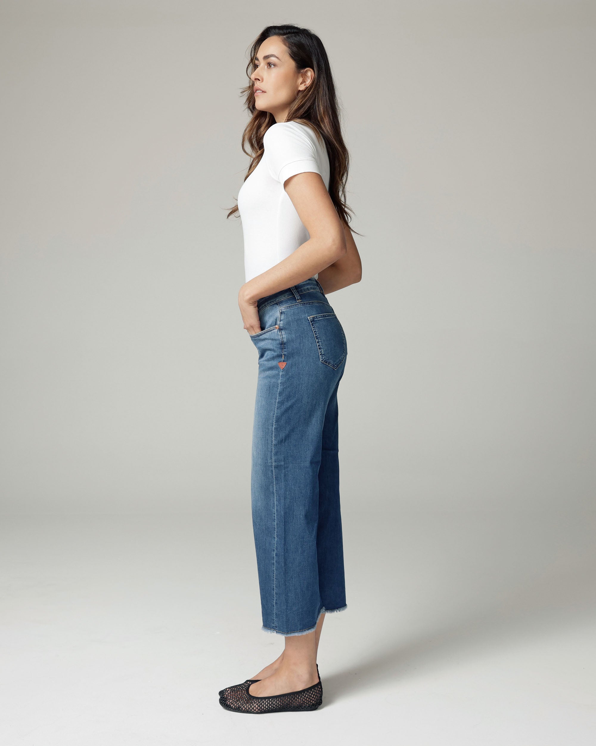 Mid-Blue Staight-Leg Cropped Mid-Rise Jeans | The Nancy Secondary image