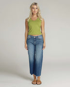 Mid-Blue Staight-Leg Cropped Mid-Rise Jeans | The Nancy