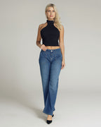 Mid-Blue Wide-Leg High-Rise Jeans | The Cherry