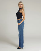 Mid-Blue Wide-Leg High-Rise Jeans | The Cherry