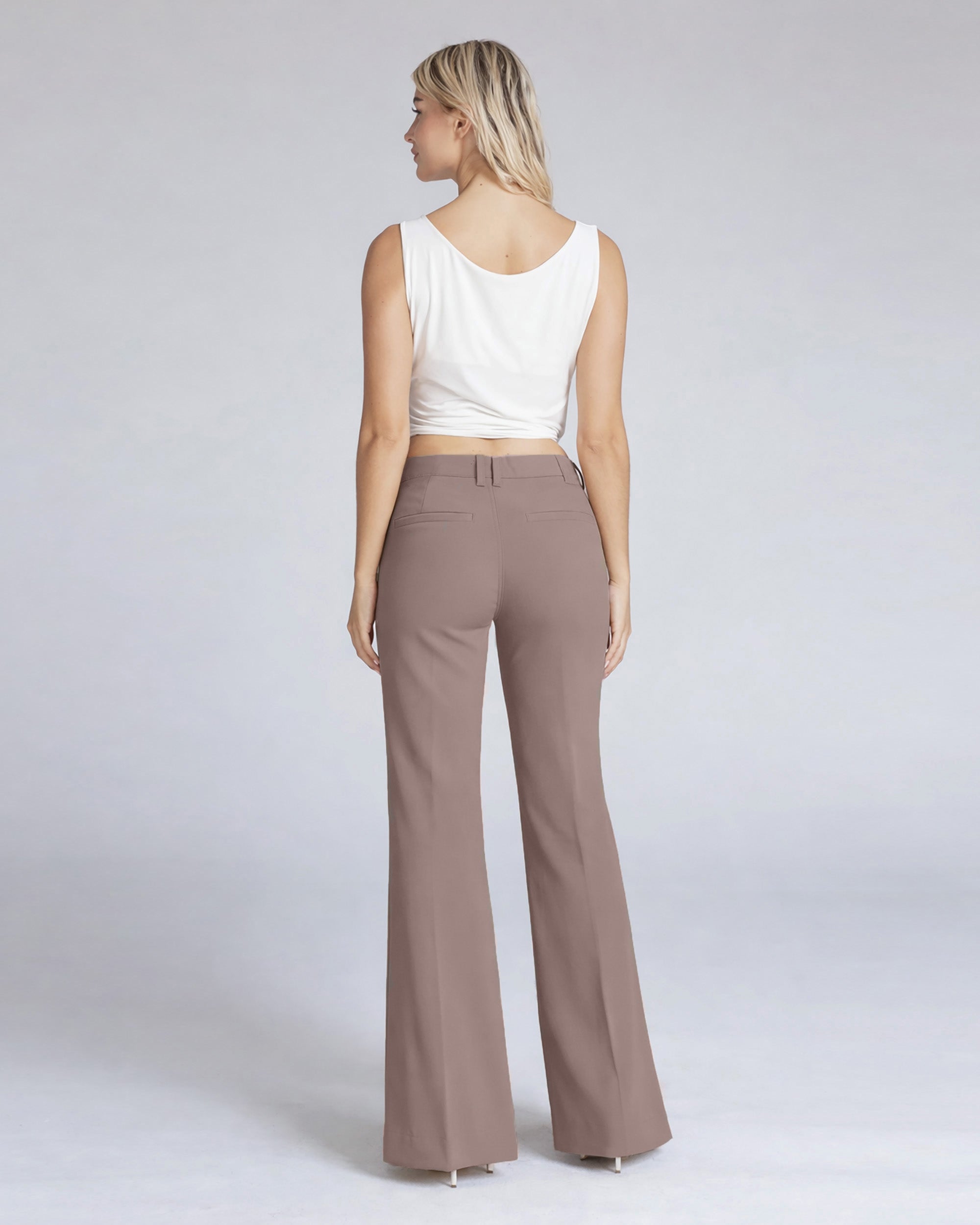 Beige Wide-Leg High-Rise Pants | The Atena