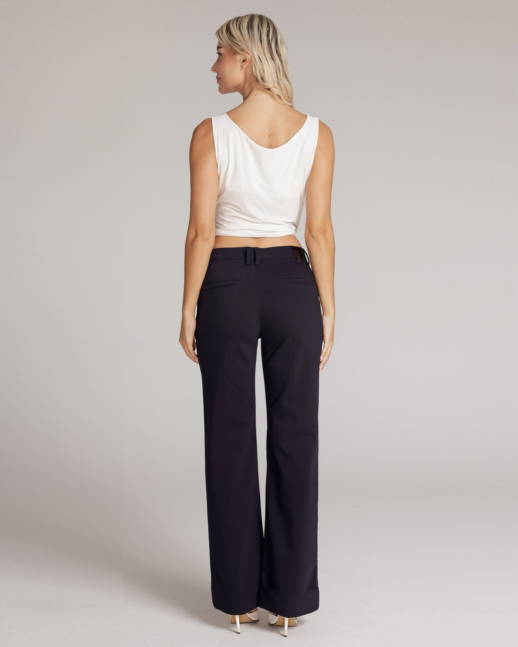 Navy Wide-Leg High-Rise Pants | The Atena