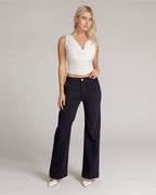 Navy Wide-Leg High-Rise Pants | The Atena