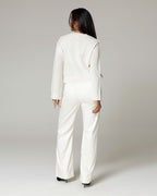 Bone White Wide-Leg Mid-Rise Trousers | The Atena