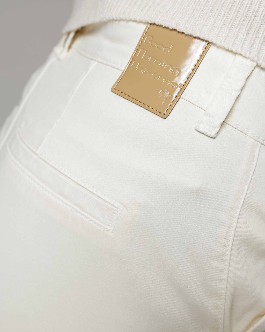 Bone White Wide-Leg Mid-Rise Trousers | The Atena