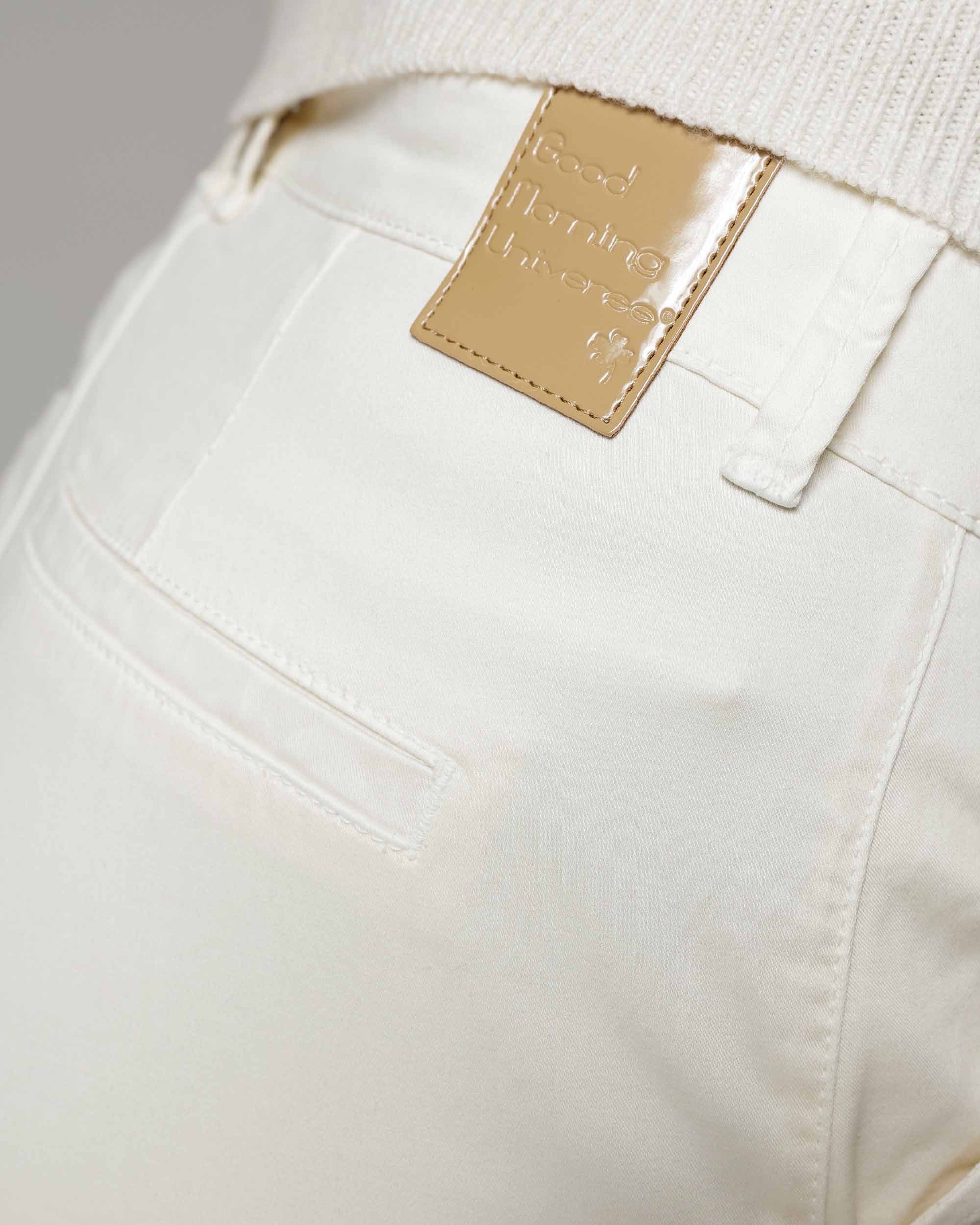 Bone White Wide-Leg Mid-Rise Trousers | The Atena