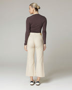 Sand Wide-Leg Mid-Rise Trousers | The Atena