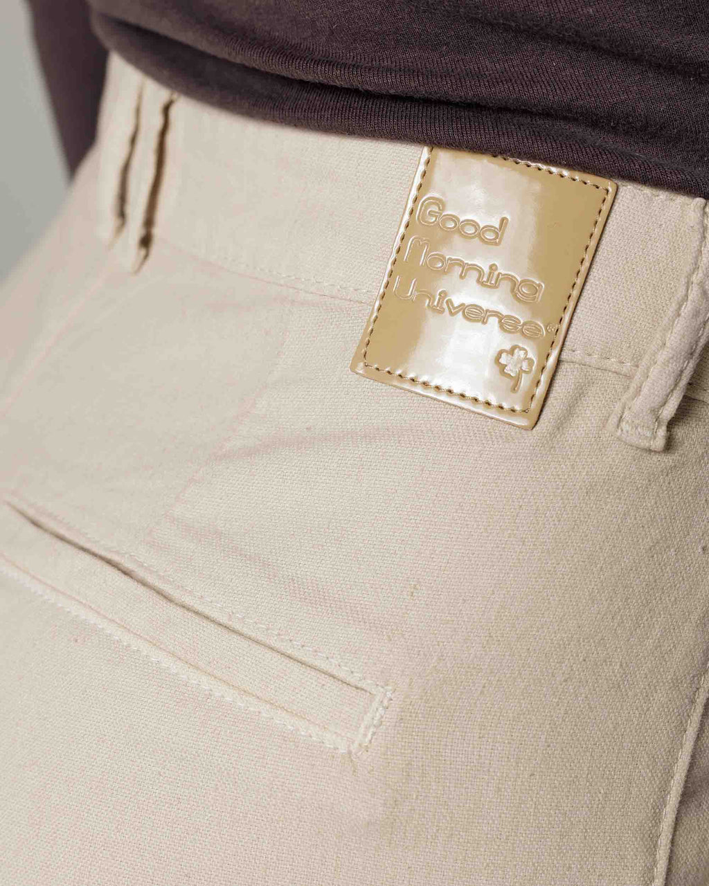 Sand Wide-Leg Mid-Rise Trousers | The Atena