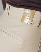 Sand Wide-Leg Mid-Rise Trousers | The Atena