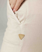 Sand Wide-Leg Mid-Rise Trousers | The Atena